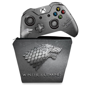 KIT Capa Case e Skin Anti-Rage Xbox One Fat Controle - Game Of Thrones Stark