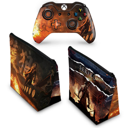 KIT Capa Case e Skin Anti-Rage Xbox One Fat Controle - Sekiro