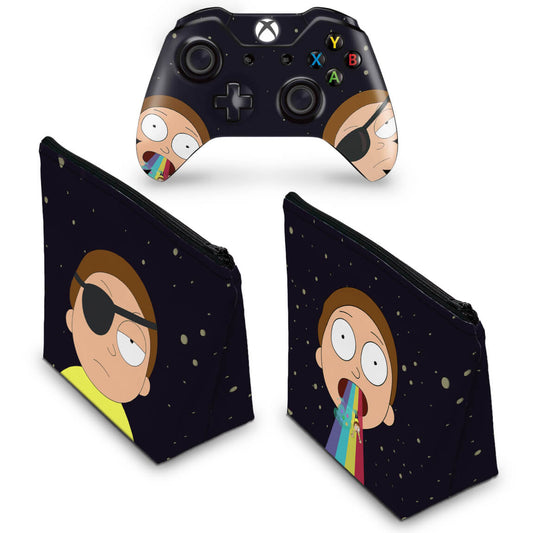 KIT Capa Case e Skin Anti-Rage Xbox One Fat Controle - Morty Rick and Morty
