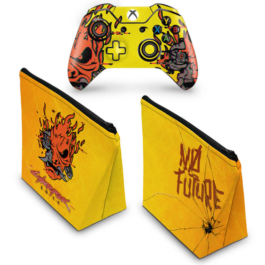 KIT Capa Case e Skin Anti-Rage Xbox One Fat Controle - Cyberpunk 2077