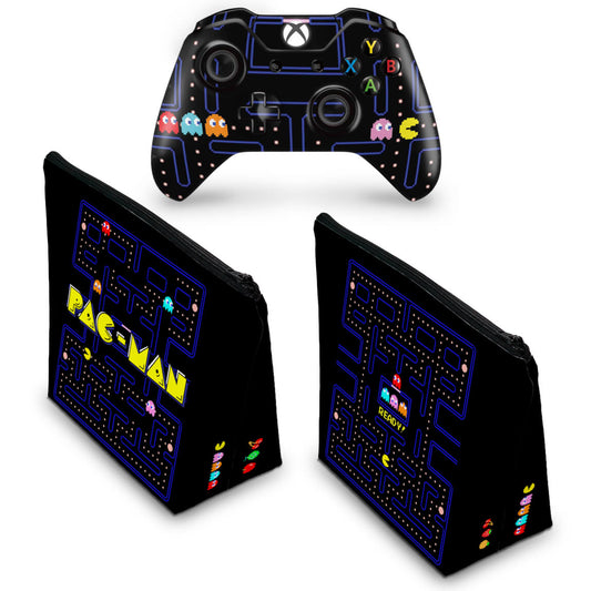 KIT Capa Case e Skin Anti-Rage Xbox One Fat Controle - Pac Man