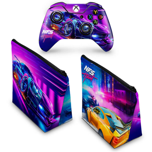 KIT Capa Case e Skin Anti-Rage Xbox One Fat Controle - Need For Speed Heat