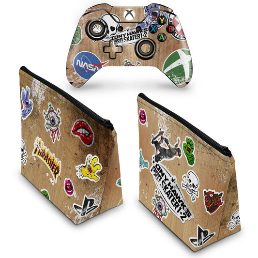 KIT Capa Case e Skin Anti-Rage Xbox One Fat Controle - Tony Hawk's Pro Skater