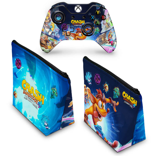 KIT Capa Case e Skin Anti-Rage Xbox One Fat Controle - Crash Bandicoot 4