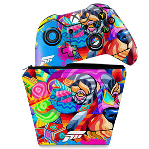 KIT Capa Case e Skin Anti-Rage Xbox One Fat Controle - Forza Horizon 5
