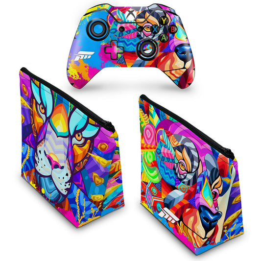 KIT Capa Case e Skin Anti-Rage Xbox One Fat Controle - Forza Horizon 5