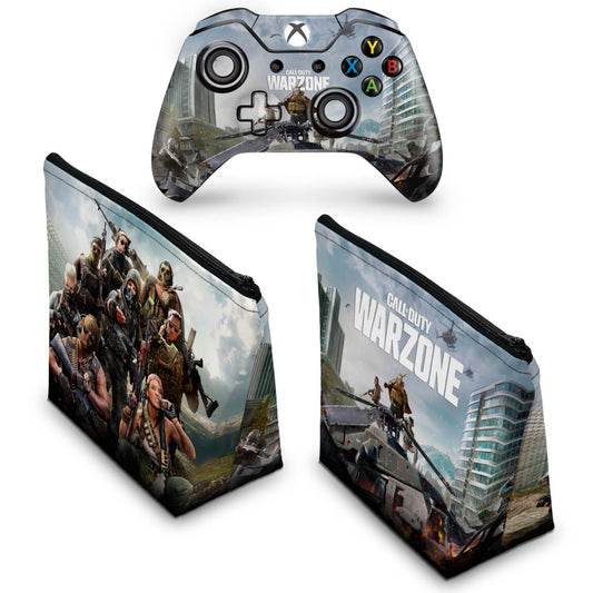 KIT Capa Case e Skin Anti-Rage Xbox One Fat Controle - Call of Duty Warzone