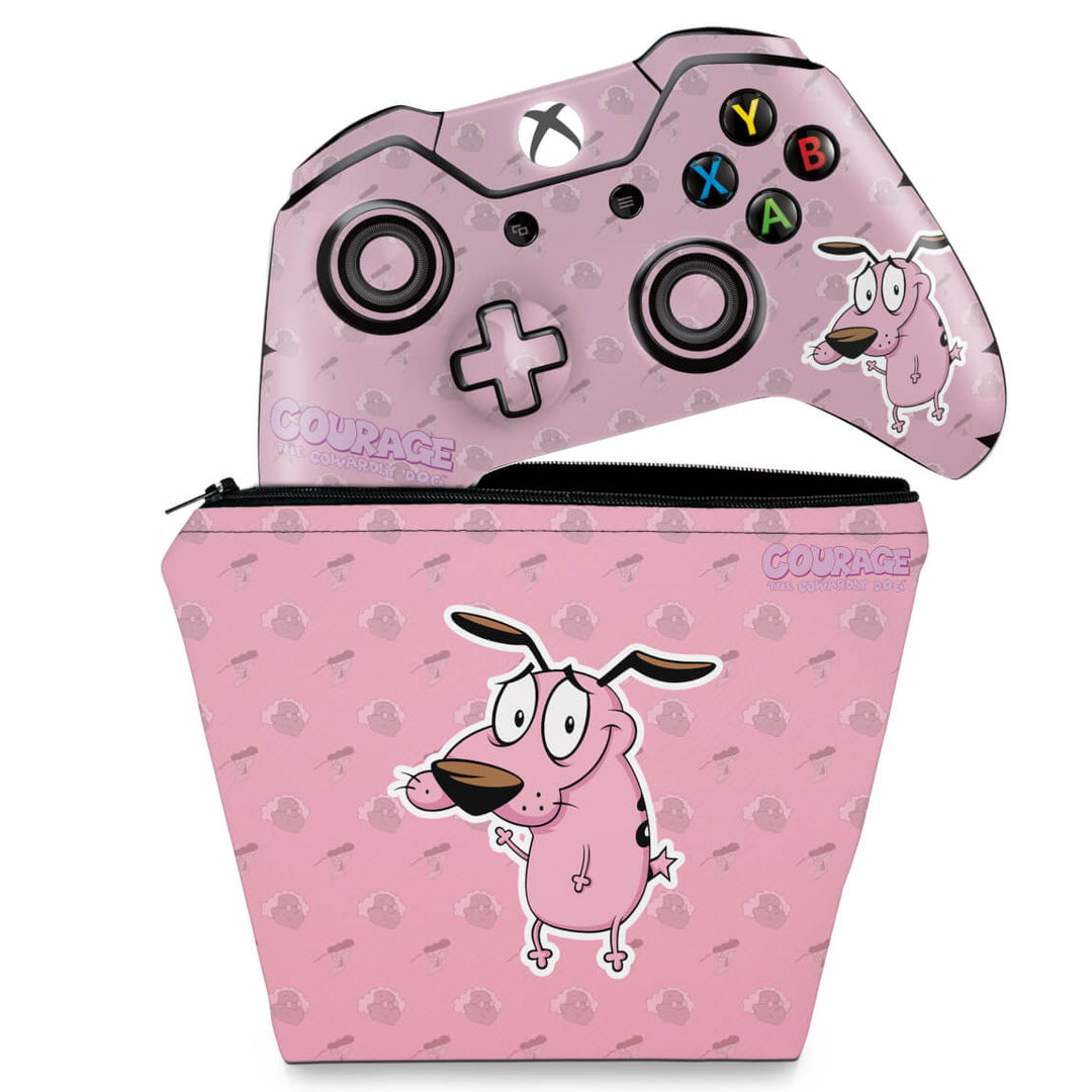 KIT Capa Case e Skin Anti-Rage Xbox One Fat Controle - Coragem: O cão covarde