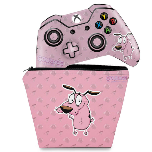 KIT Capa Case e Skin Anti-Rage Xbox One Fat Controle - Coragem: O cão covarde