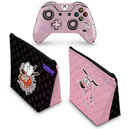 KIT Capa Case e Skin Anti-Rage Xbox One Fat Controle - Coragem: O cão covarde