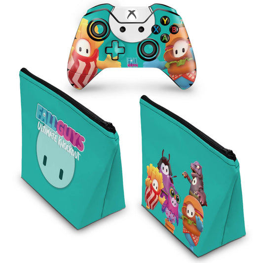 KIT Capa Case e Skin Anti-Rage Xbox One Fat Controle - Fall Guys