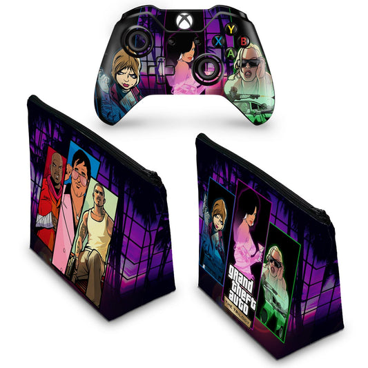 KIT Capa Case e Skin Anti-Rage Xbox One Fat Controle - GTA The Trilogy