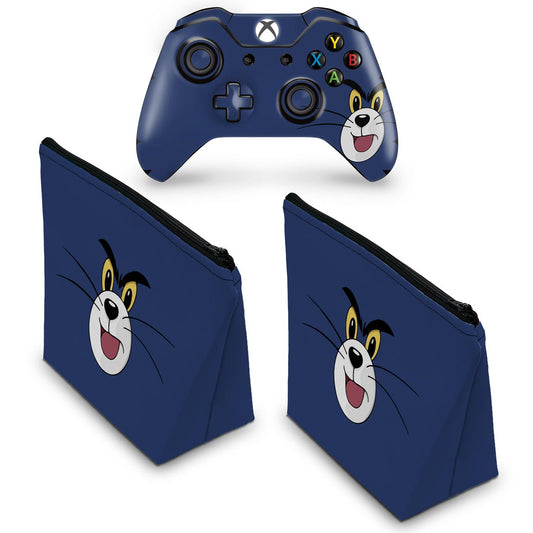 KIT Capa Case e Skin Anti-Rage Xbox One Fat Controle - Tom