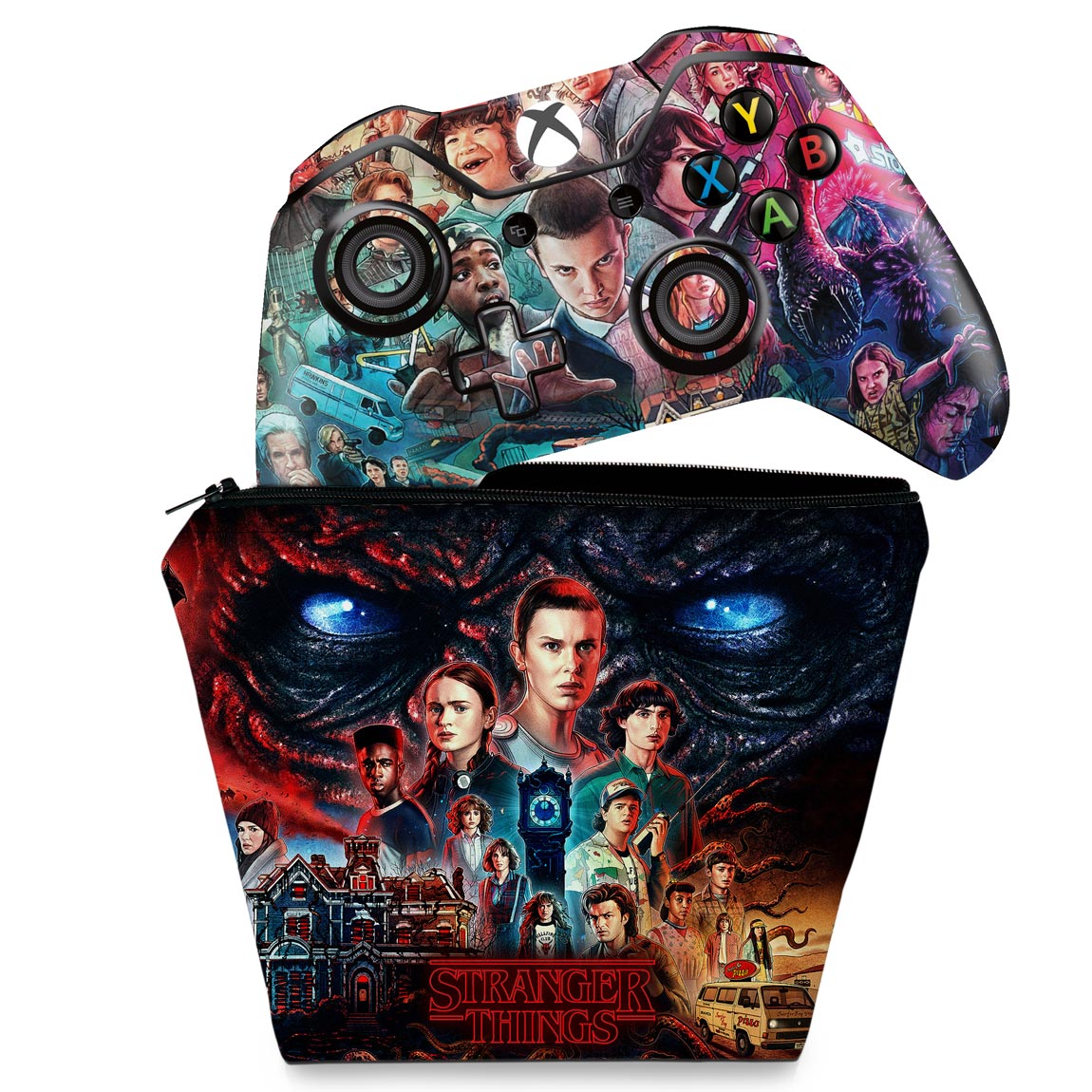 KIT Capa Case e Skin Anti-Rage Xbox One Fat Controle - Stranger Things