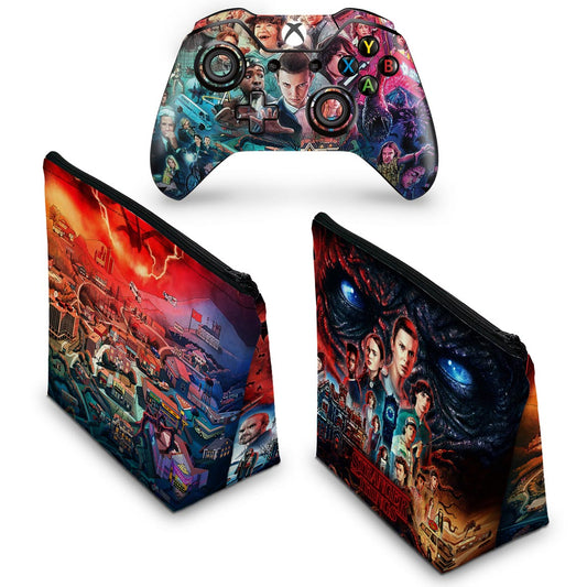 KIT Capa Case e Skin Anti-Rage Xbox One Fat Controle - Stranger Things