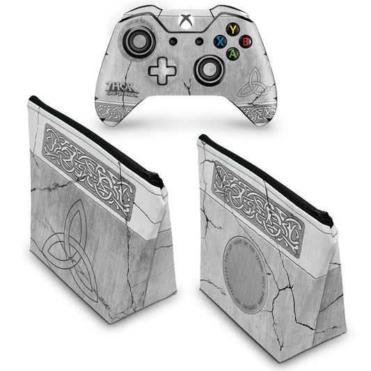 KIT Capa Case e Skin Anti-Rage Xbox One Fat Controle - Mjolnir Thor Amor e Trovão