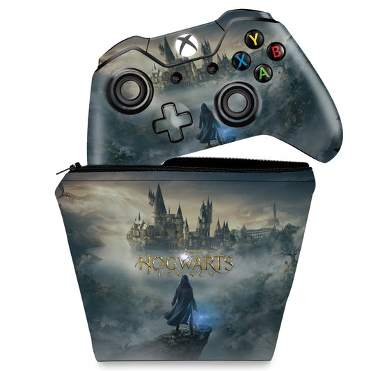 KIT Capa Case e Skin Anti-Rage Xbox One Fat Controle - Hogwarts Legacy