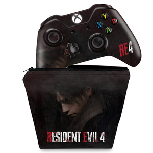 KIT Capa Case e Skin Anti-Rage Xbox One Fat Controle - Resident Evil 4 Remake