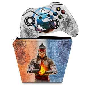 KIT Capa Case e Skin Anti-Rage Xbox One Fat Controle - Mortal Kombat 1