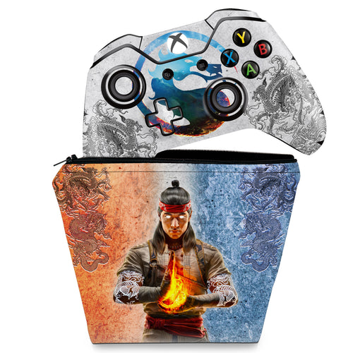 KIT Capa Case e Skin Anti-Rage Xbox One Fat Controle - Mortal Kombat 1