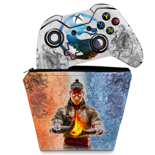 KIT Capa Case e Skin Anti-Rage Xbox One Fat Controle - Mortal Kombat 1
