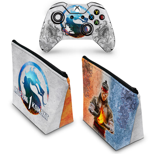 KIT Capa Case e Skin Anti-Rage Xbox One Fat Controle - Mortal Kombat 1