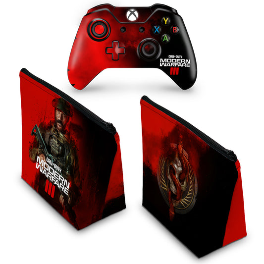 KIT Capa Case e Skin Anti-Rage Xbox One Fat Controle - Call Of Duty Modern Warfare III