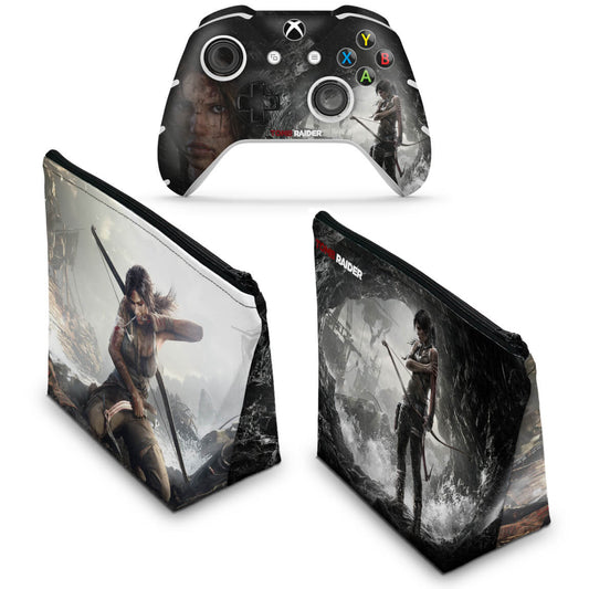 KIT Capa Case e Skin Anti-Rage Xbox One Slim X Controle - Tomb Raider