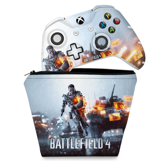 KIT Capa Case e Skin Anti-Rage Xbox One Slim X Controle - Battlefield 4