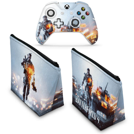 KIT Capa Case e Skin Anti-Rage Xbox One Slim X Controle - Battlefield 4