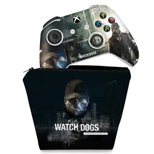 KIT Capa Case e Skin Anti-Rage Xbox One Slim X Controle - Watch Dogs