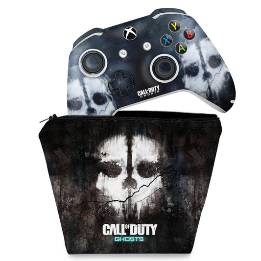 KIT Capa Case e Skin Anti-Rage Xbox One Slim X Controle - Call of Duty Ghosts