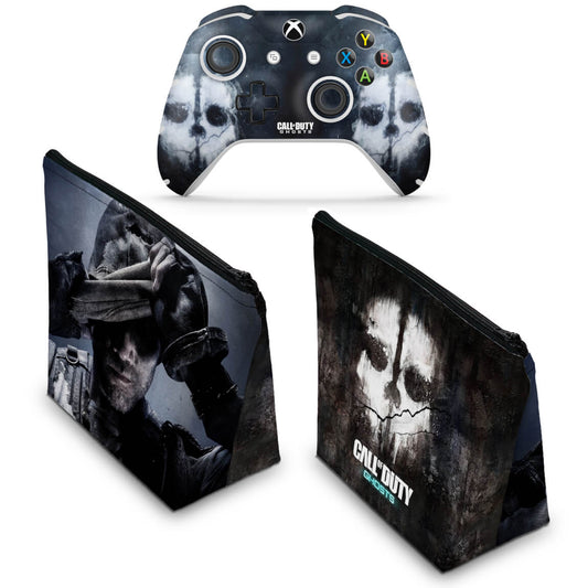KIT Capa Case e Skin Anti-Rage Xbox One Slim X Controle - Call of Duty Ghosts