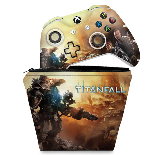 KIT Capa Case e Skin Anti-Rage Xbox One Slim X Controle - Titanfall
