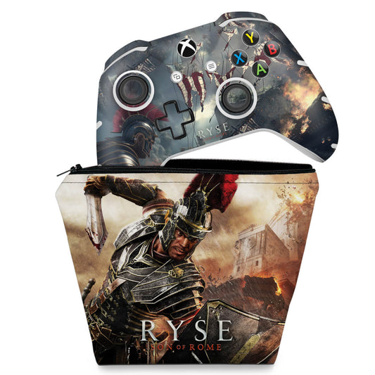 KIT Capa Case e Skin Anti-Rage Xbox One Slim X Controle - Ryse