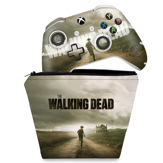 KIT Capa Case e Skin Anti-Rage Xbox One Slim X Controle - The Walking Dead