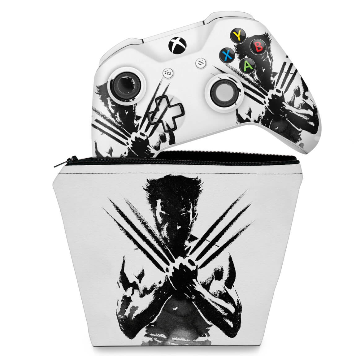 KIT Capa Case e Skin Anti-Rage Xbox One Slim X Controle - Wolverine - X Men