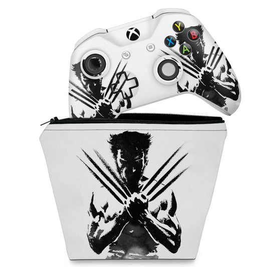 KIT Capa Case e Skin Anti-Rage Xbox One Slim X Controle - Wolverine - X Men