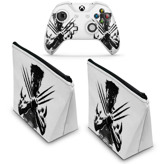 KIT Capa Case e Skin Anti-Rage Xbox One Slim X Controle - Wolverine - X Men