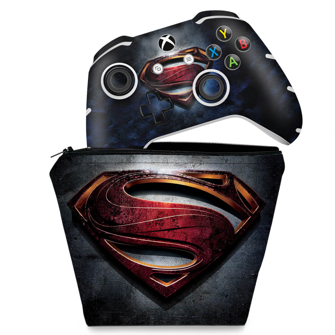 KIT Capa Case e Skin Anti-Rage Xbox One Slim X Controle - Superman - Super Homem