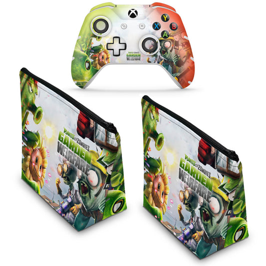 KIT Capa Case e Skin Anti-Rage Xbox One Slim X Controle - Plants Vs Zombies Garden Warfare