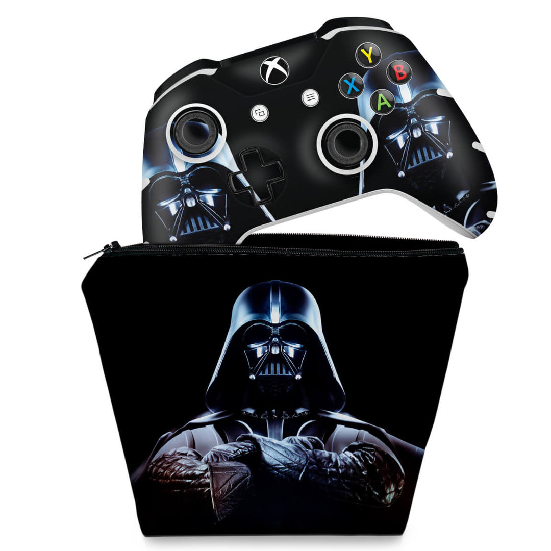 KIT Capa Case e Skin Anti-Rage Xbox One Slim X Controle - Star Wars - Darth Vader