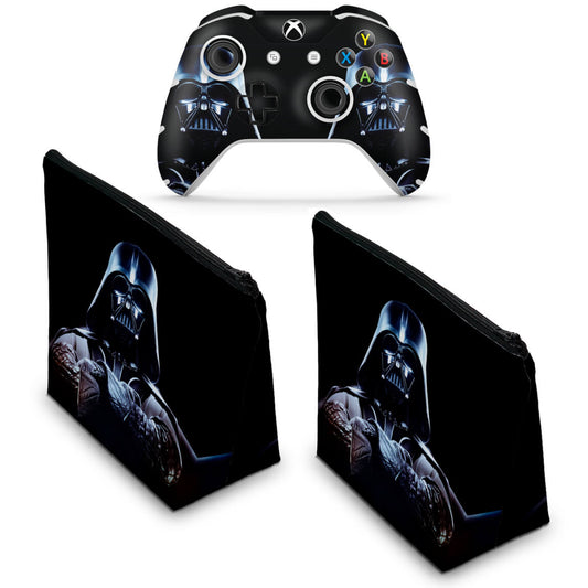 KIT Capa Case e Skin Anti-Rage Xbox One Slim X Controle - Star Wars - Darth Vader