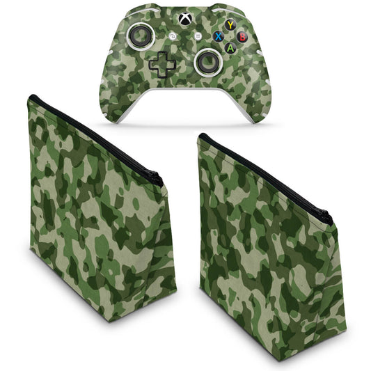 KIT Capa Case e Skin Anti-Rage Xbox One Slim X Controle - Camuflado Verde