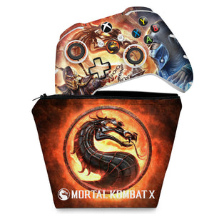 KIT Capa Case e Skin Anti-Rage Xbox One Slim X Controle - Mortal Kombat