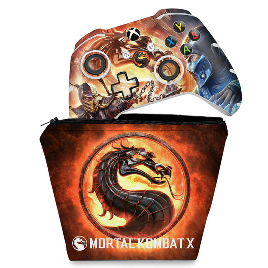 KIT Capa Case e Skin Anti-Rage Xbox One Slim X Controle - Mortal Kombat