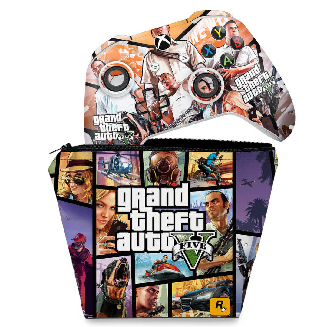 KIT Capa Case e Skin Anti-Rage Xbox One Slim X Controle - GTA V