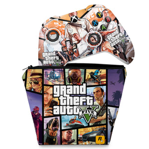 KIT Capa Case e Skin Anti-Rage Xbox One Slim X Controle - GTA V
