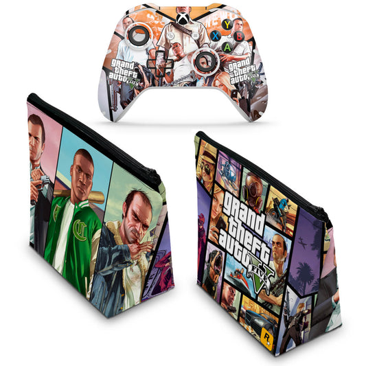 KIT Capa Case e Skin Anti-Rage Xbox One Slim X Controle - GTA V
