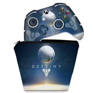 KIT Capa Case e Skin Anti-Rage Xbox One Slim X Controle - Destiny
